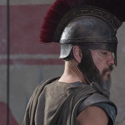 Matt Damon wearing ancient Greek armour in the first look at Christopher Nolan's The Odyssey