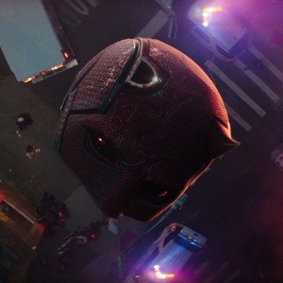 Daredevil's broken mask falls from a rooftop. A scene from Marvel Television's DAREDEVIL: BORN AGAIN, exclusively on Disney+. Photo courtesy of Marvel Television.
