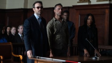 (L-R): Matt Murdock/Daredevil (Charlie Cox), Hector Ayala / White Tiger (Kamar de los Reyes and Kirsten McDuffie, ADA (Niki M. James) in Marvel Television's DAREDEVIL: BORN AGAIN, exclusively on Disney+.