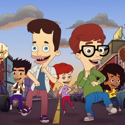 Big Mouth S8 (L to R) Nick Kroll as Maury the Hormone Monster, David Thewlis as the Shame Wizard, Thandie Newton as Mona the Hormone Monstress, Jason Mantzoukas as Jay Bilzerian, Nick Kroll as Nick Birch, Jessi Klein as Jessi Glaser, John Mulaney as Andrew Glouberman, Ayo Edebiri as Missy Foreman-Greenwald, Nick Kroll as Rick the Hormone Monster, Jean Smart as Depression Kitty, and Maya Rudolph as Connie the Hormone Monstress in Big Mouth S8.
