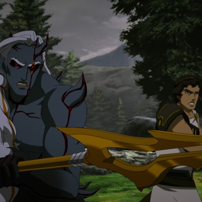 Blood of Zeus: Season 3. (L-R) Elias Toufexis as Seraphim and Derek Phillips as Heron in Blood of Zeus: Season 3. Cr. NETFLIX © 2025