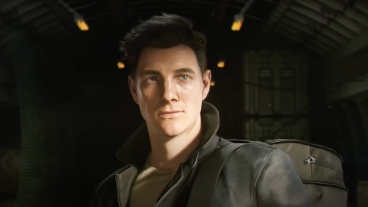 Screengrab of a book-accurate James Bond in 007: First Light. He's young with dark hair and a scar on his face.