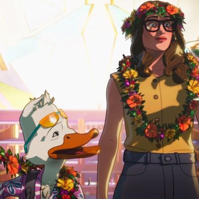 Howard The Duck (Seth Green) and Darcy (Kat Dennings) in Marvel Animation's WHAT IF...? Season 3