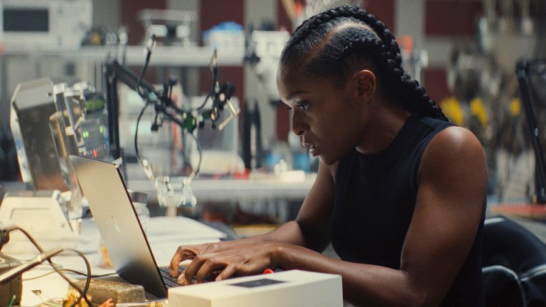 Riri Williams/Ironheart (Dominique Thorne) in Marvel Television's IRONHEART, exclusively on Disney+. Photo courtesy of Marvel. © 2025 MARVEL. All Rights Reserved.