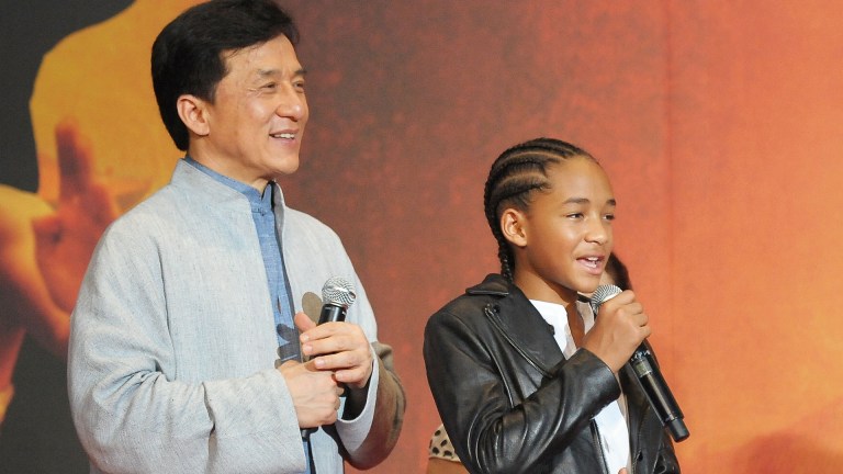 Actors Jackie Chan and Jaden Smith attend "The Karate Kid" movie premier at Roppongi Hills Arena on August 5, 2010 in Tokyo, Japan. The film will open in Japan on August 14.