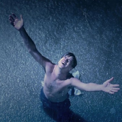 Tim Robbins in the rain in Shawshank Redemption