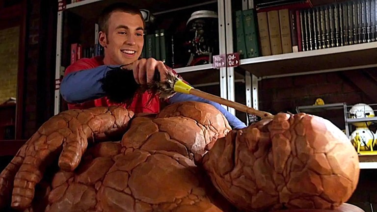 Chris Evans and the Thing in Fantastic Four