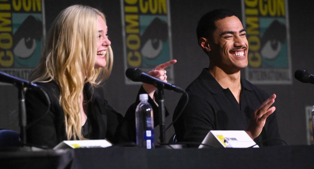Elle Fanning and Dimitrius Schuster-Koloamatangi at SDCC
