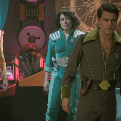 L to R Jess Bush as Chapel, Melissa Navia as Erica Ortegas and Paul Wesley as Kirk in season 3 , Episode 4 of Strange New Worlds streaming on Paramount+.