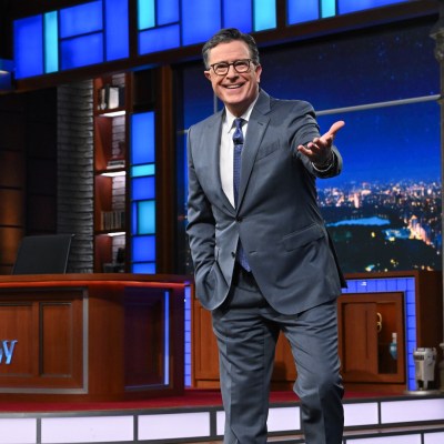 The Late Show with Stephen Colbert during Thursday’s July 17, 2025 show. Photo: Scott Kowalchyk ©2025 CBS Broadcasting Inc. All Rights Reserved.