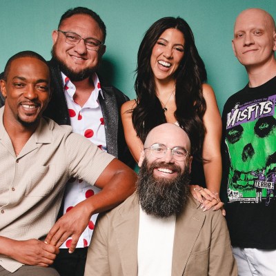 (L-R, Clockwise) Anthony Mackie, Joe Seanoa, Stephanie Beatriz, Anthony Carrigan, Michael John Smith of Twisted Metal season 2 at Den of Geek Studio San Diego Comic-Con 2025.