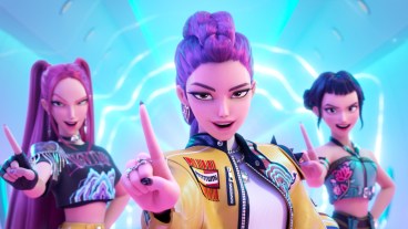 KPOP DEMON HUNTERS - (L-R) Mira (voice by MAY HONG), Rumi (voice by ARDEN CHO) and Zoey (voice by JI-YOUNG YOO). ©2025 Netflix