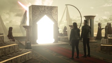 Melanie Scrofano as Batel and Anson Mount as Capt. Pike in season 3, Episode 10 of Strange New Worlds streaming on Paramount+.