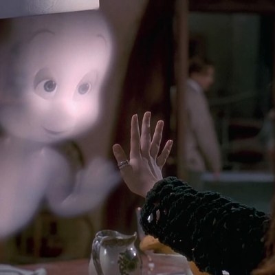 Screengrab featuring Casper the Friendly Ghost wearing a chef's hat in the 1995 film Casper.