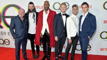 WEST HOLLYWOOD, CA - FEBRUARY 07: (L-R) David Collins, Jonathan Van Ness, Karamo Brown, Bobby Berk, Tan France, and Antoni Porowski attend the premiere of Netflix's "Queer Eye" Season 1 at Pacific Design Center on February 7, 2018 in West Hollywood, California. (Photo by Neilson Barnard/Getty Images)