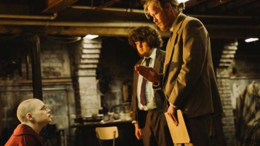 (L to R) Emma Stone as Michelle, Aidan Delbis as Don and Jesse Plemons as Teddy in director Yorgos Lanthimos' BUGONIA, a Focus Features release.