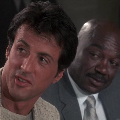 Rocky Balboa at a press conference in Rocky IV.