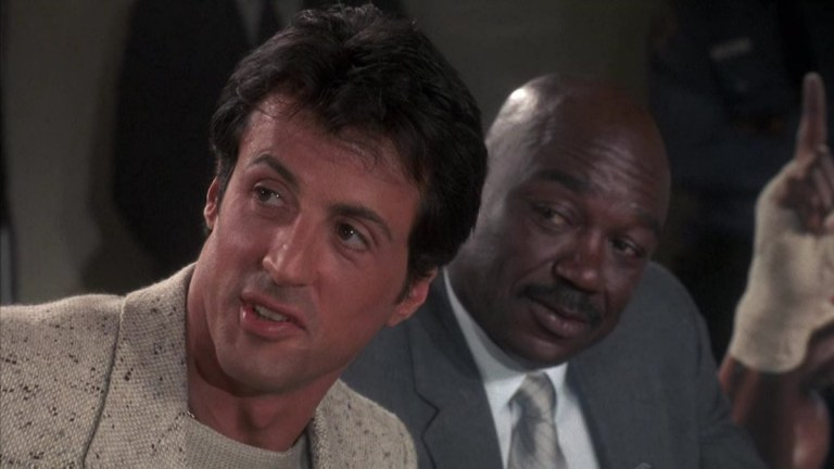 Rocky Balboa at a press conference in Rocky IV.