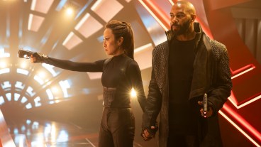 L to R Michelle Yeoh as Georgiou and Omari Hardwick as Alok in Star Trek: Section 31 streaming on Paramount+, 2024. Photo Credit: Jan Thijs/Paramount+