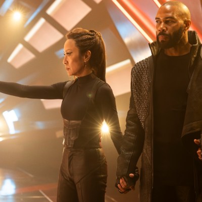 L to R Michelle Yeoh as Georgiou and Omari Hardwick as Alok in Star Trek: Section 31 streaming on Paramount+, 2024. Photo Credit: Jan Thijs/Paramount+
