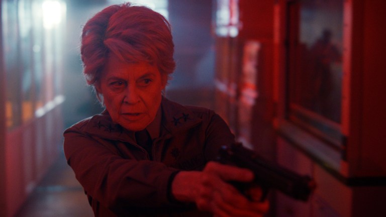 STRANGER THINGS: SEASON 5. Linda Hamilton as Dr. Kay in STRANGER THINGS: SEASON 5. Cr. Courtesy of Netflix © 2025
