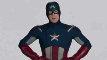 Captain America (Steve Rogers) filming a PSA in Spider-Man: Homecoming.