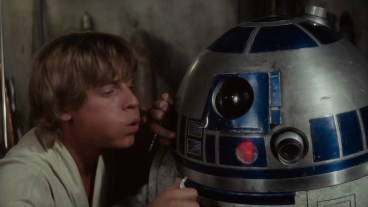 Luke dusts off R2-D2 in Star Wars (1977)