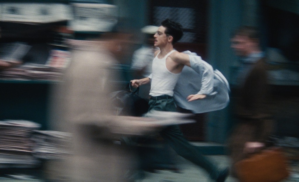 Timothee Chalamet running in Marty Supreme