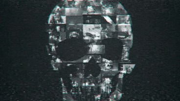 A pixilated skull from the trailer for Faces of Death.