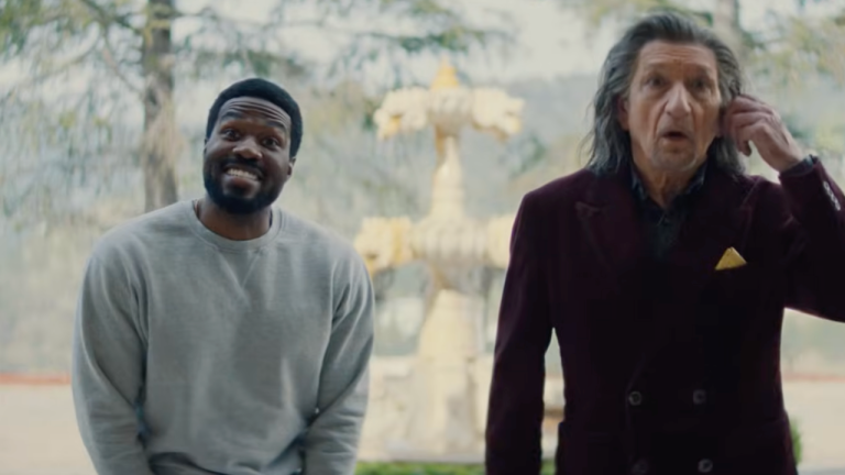 Simon Williams (Yahya Abdul-Mateen II) and Trevor Slattery (Ben Kingsley) in Wonder Man.