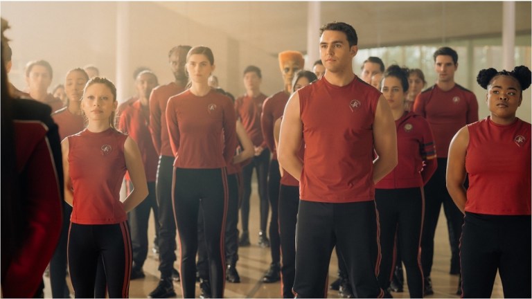 Bella Shepard as Genesis Lythe and George Hawkins as Darem Reymi in season 1, episode 3 of Star Trek: Starfleet Academy streaming on Paramount+. Photo Credit: John Medland/Paramount+