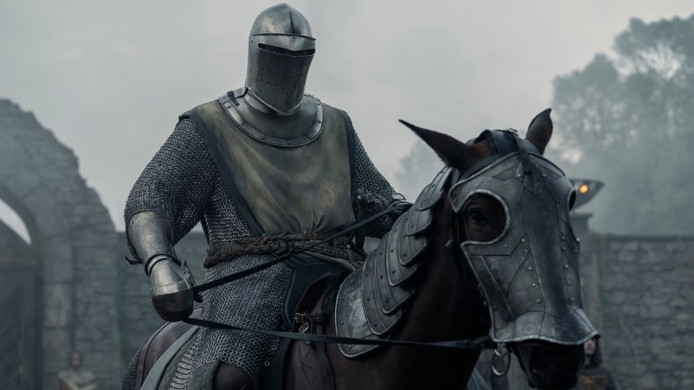 Peter Claffey as Ser Duncan the Tall, ready to joust, in A Knight of the Seven Kingdoms episode 5.