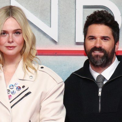 Dan Trachtenberg and Elle Fanning at Predator Badlands premiere