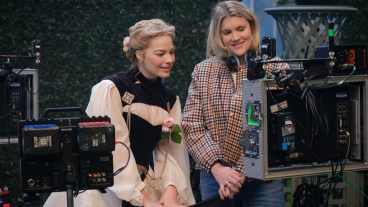 Emerald Fennell and Margot Robbie on Wuthering Heights set