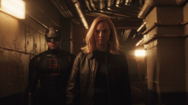 L-R: Matt Murdock / Daredevil (Charlie Cox) and Karen Page (Deborah Ann Woll) in Marvel Television's DAREDEVIL: BORN AGAIN, exclusively on Disney+. Photo courtesy of Marvel Television. © 2026 MARVEL.