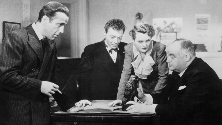 Scene from Maltese Falcon. Motion pictured released in 1941. | Version of: 'The Maltese Falcon' by Dashiell Hammett.