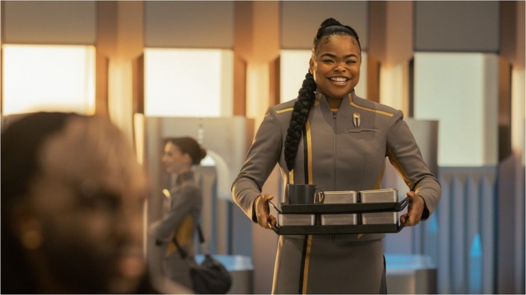 Kerrice Brooks as SAM in season 1, episode 5, of Star Trek: Starfleet Academy streaming on Paramount+. Photo Credit: Brooke Palmer/Paramount+