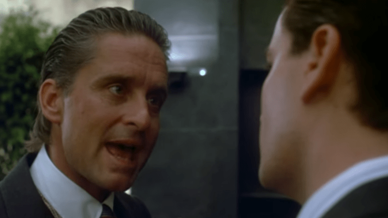 Michael Douglas and Charlie Sheen in Wall Street