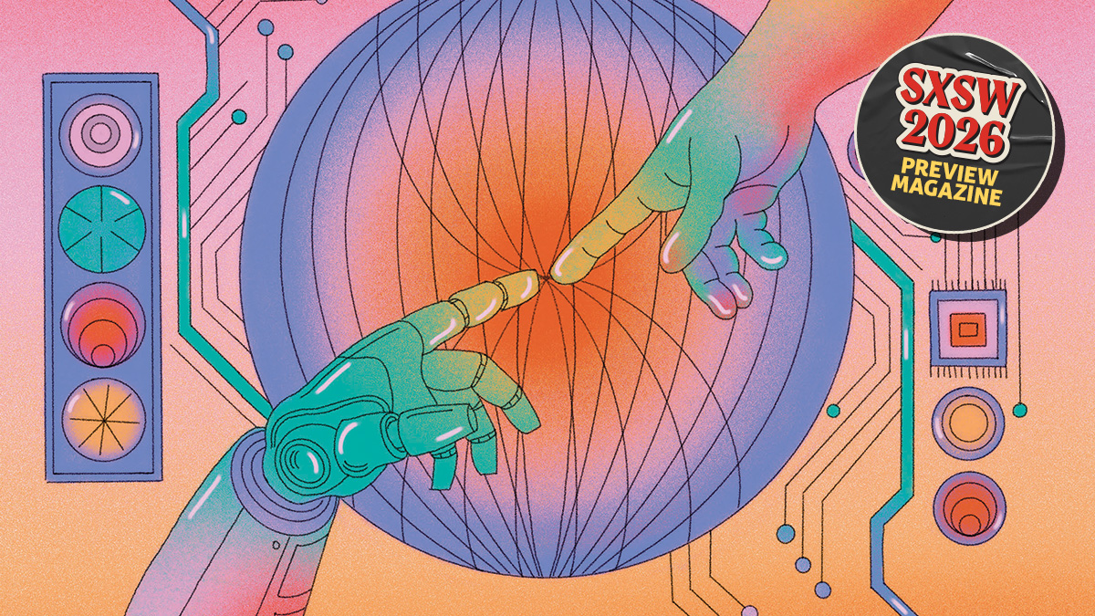 An illustration about the future of technology in the style of Michelangelo's "Creation of Adam."