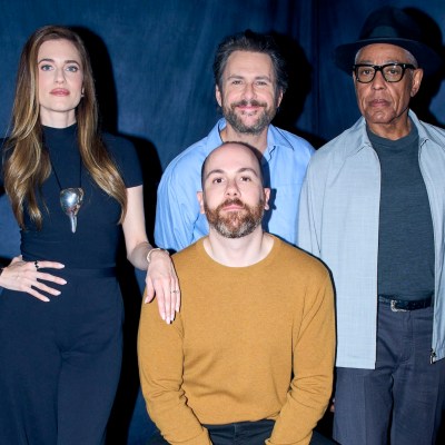 Allison Williams, Charlie Day, Giancarlo Esposito, and Director Peter Warren in Den of Geek studio at SXSW 2026.