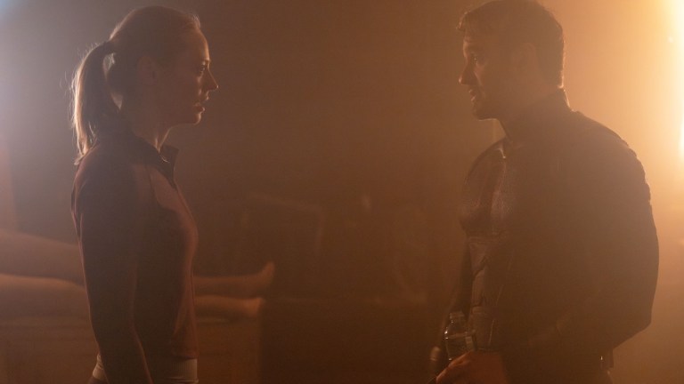 (L-R) Karen Page (Deborah Ann Woll) and Matt Murdock/Daredevil (Charlie Cox) in Marvel Television's DAREDEVIL: BORN AGAIN SEASON 2, exclusively on Disney+. Photo by Jojo Whilden. © 2026 MARVEL.