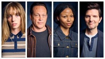 Maya Hawke, Vince Vaughn, Myha'la, and Adam Scott in Den of Geek studio at SXSW 2026.