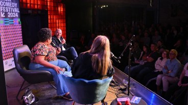 AUSTIN, TEXAS - MARCH 10: Dulce Sloan, Paul Scheer and CEO of Comic Relief US Alison Moore speak during a discussion at Comic Relief's Permission to Laugh: Using Comedy as a Force for Good live comedy event during the 2024 SXSW Conference and Festival at Esther’s Follies on March 10, 2024 in Austin, Texas. (Photo by Daniel Boczarski/Getty Images for Comic Relief US)