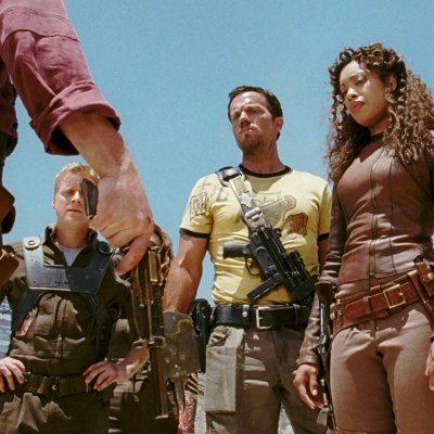 The crew of the Serenity in the Firefly spinoff film Serenity.