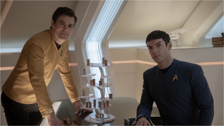 Paul Wesley and Ethan Peck in Star Trek Strange New Worlds Season 3 Episode 6