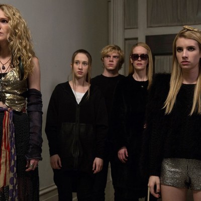 AMERICAN HORROR STORY: COVEN Go to Hell - Episode 312 (Airs Wednesday, January 22, 10:00 PM e/p) --Pictured: (L-R): Lily Rabe as Misty Day, Taissa Farmiga as Zoe, Evan Peters as Kyle, Sarah Paulson as Cordelia, Emma Roberts as Madison -- CR. Michele K. Short/FX