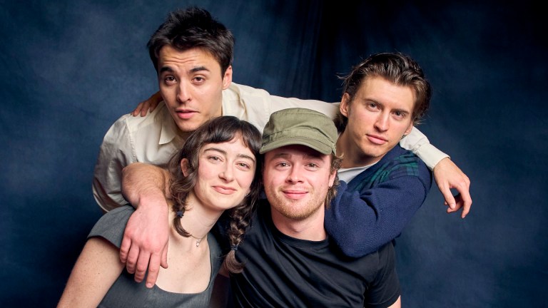 Billy Bryk, Dempsey Bryk, Abby Quinn , Noah Parker of Crash Land in Den of Geek studio at SXSW 2026.