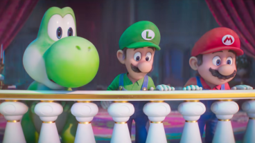 Yoshi, Luigi, and Mario in The Super Mario Galaxy Movie