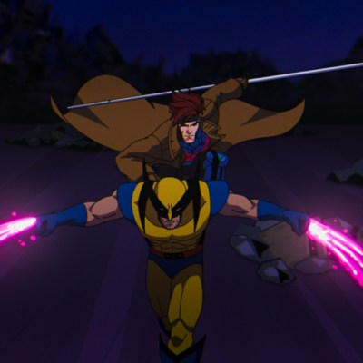 Wolverine (voiced by Cal Dodd) and Gambit (voiced by AJ LoCascio) in Marvel Animation's X-MEN '97. Photo courtesy of Marvel Animation. © 2024 MARVEL.