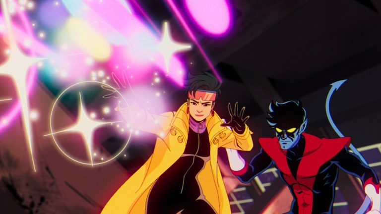 (L-R): Jubilee (voiced by Holly Chou) and Nightcrawler (voiced by Adrian Hough) in Marvel Animation's X-MEN '97. Photo courtesy of Marvel Animation. © 2024 MARVEL.